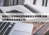 海南亿汇区块链科技有限责任公司招聘[海南亿购集团投资有限公司]